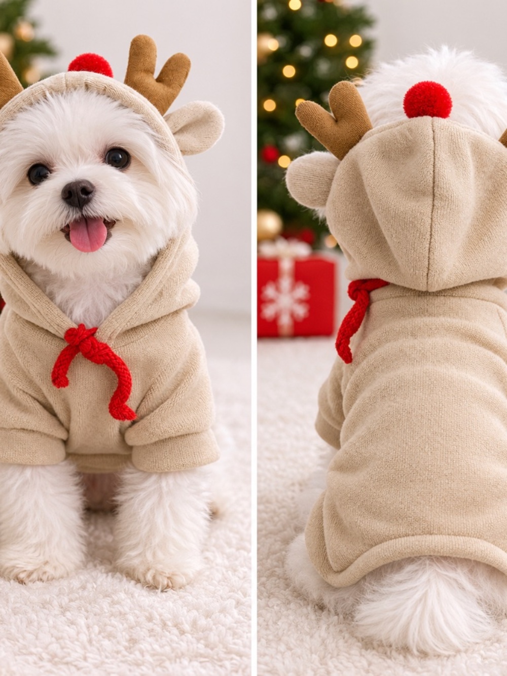 Christmas Reindeer Hoodie for Small Dogs pet